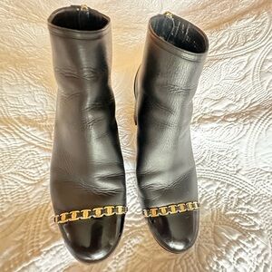 Salvatore Ferragamo Black Ankle Boots with Gold Accent